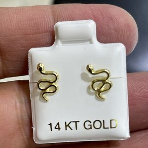 Solid Gold 14Karat Snake Stud Earring